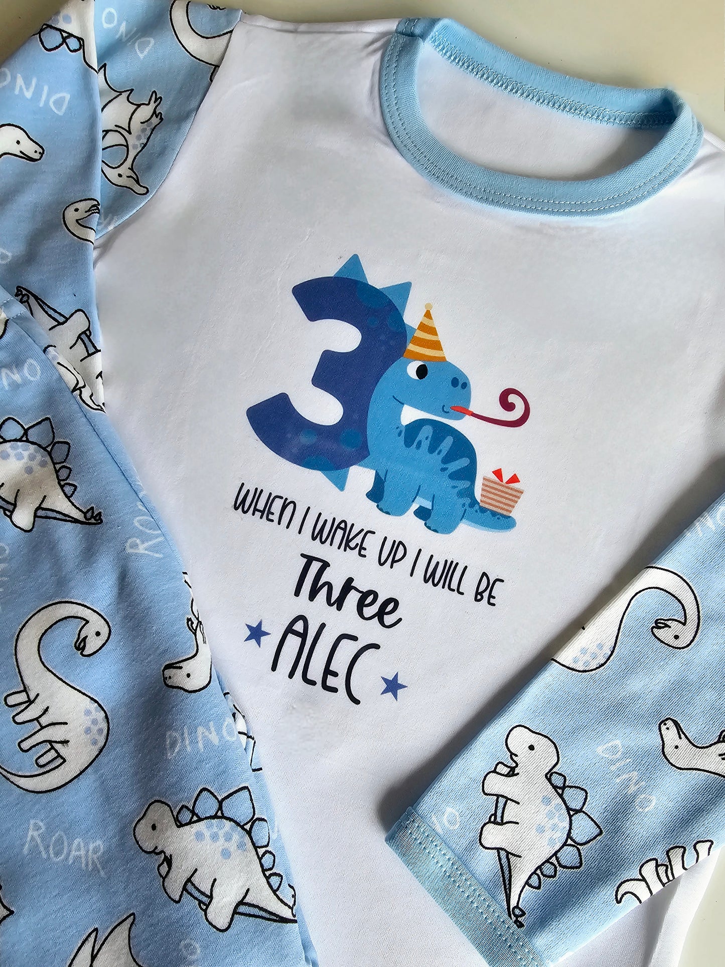 Childrens Dinosaur Pyjamas, Personalised Kids Pjs, Dino Theme For Kids