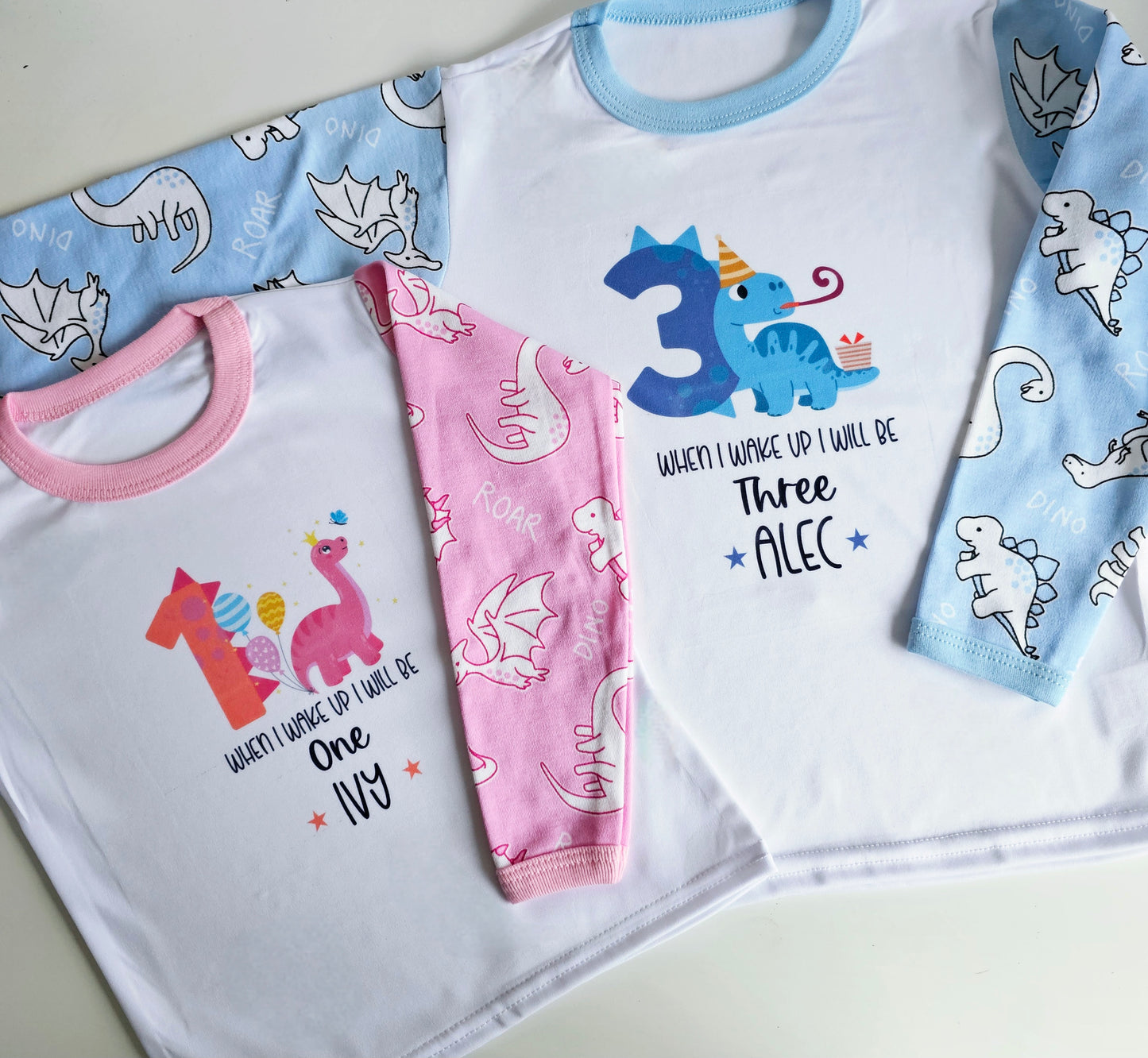 Childrens Dinosaur Pyjamas, Personalised Kids Pjs, Dino Theme For Kids