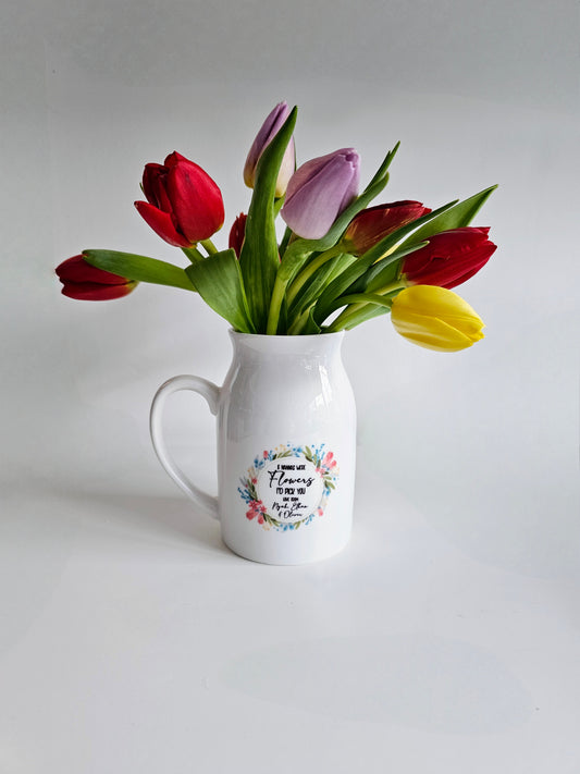 Mother's Day Vase, Floral Design Personalised Vase, Gift For Mum, Gift For Nanny