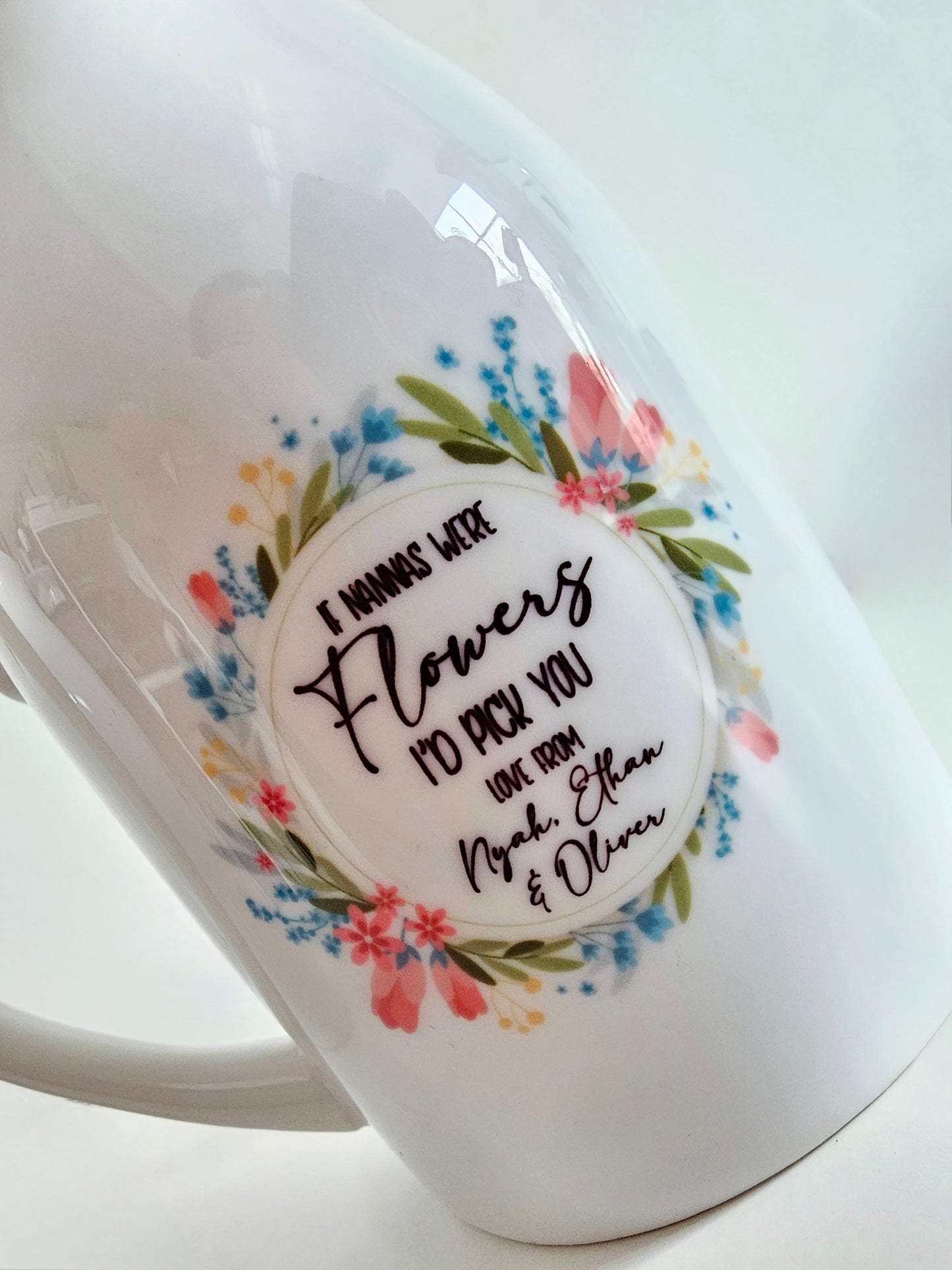 Mother's Day Vase, Floral Design Personalised Vase, Gift For Mum, Gift For Nanny