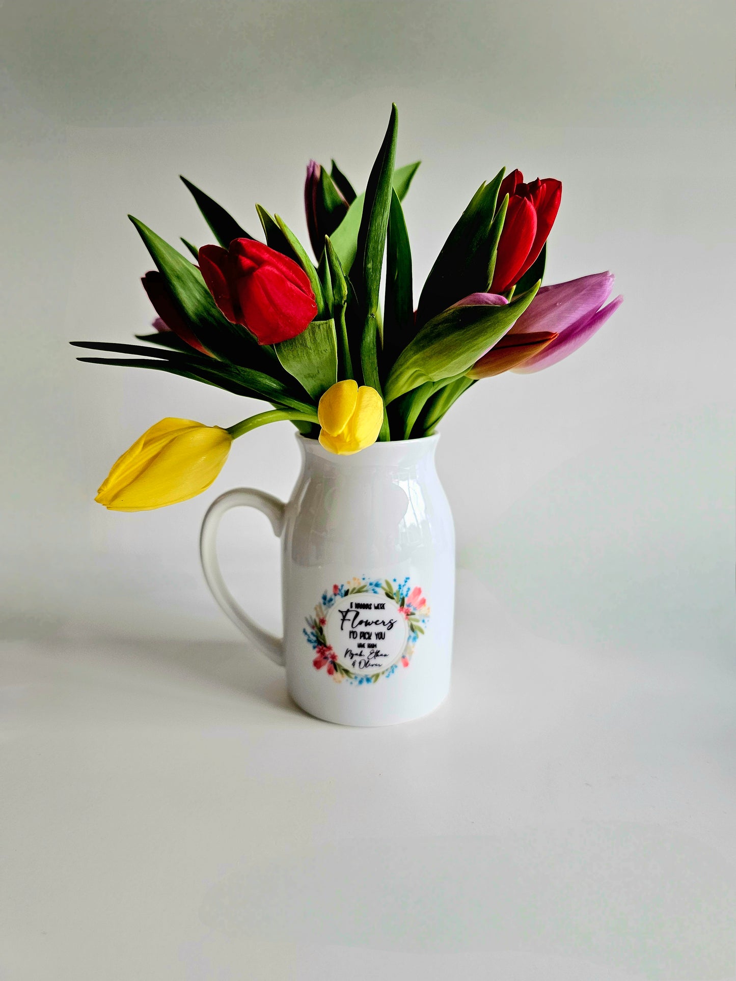 Mother's Day Vase, Floral Design Personalised Vase, Gift For Mum, Gift For Nanny