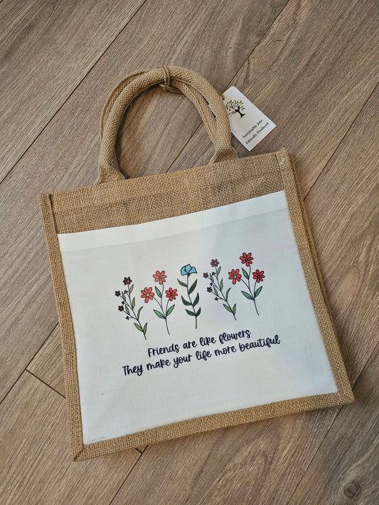 Sale Friends Quote Jute Bag, Large