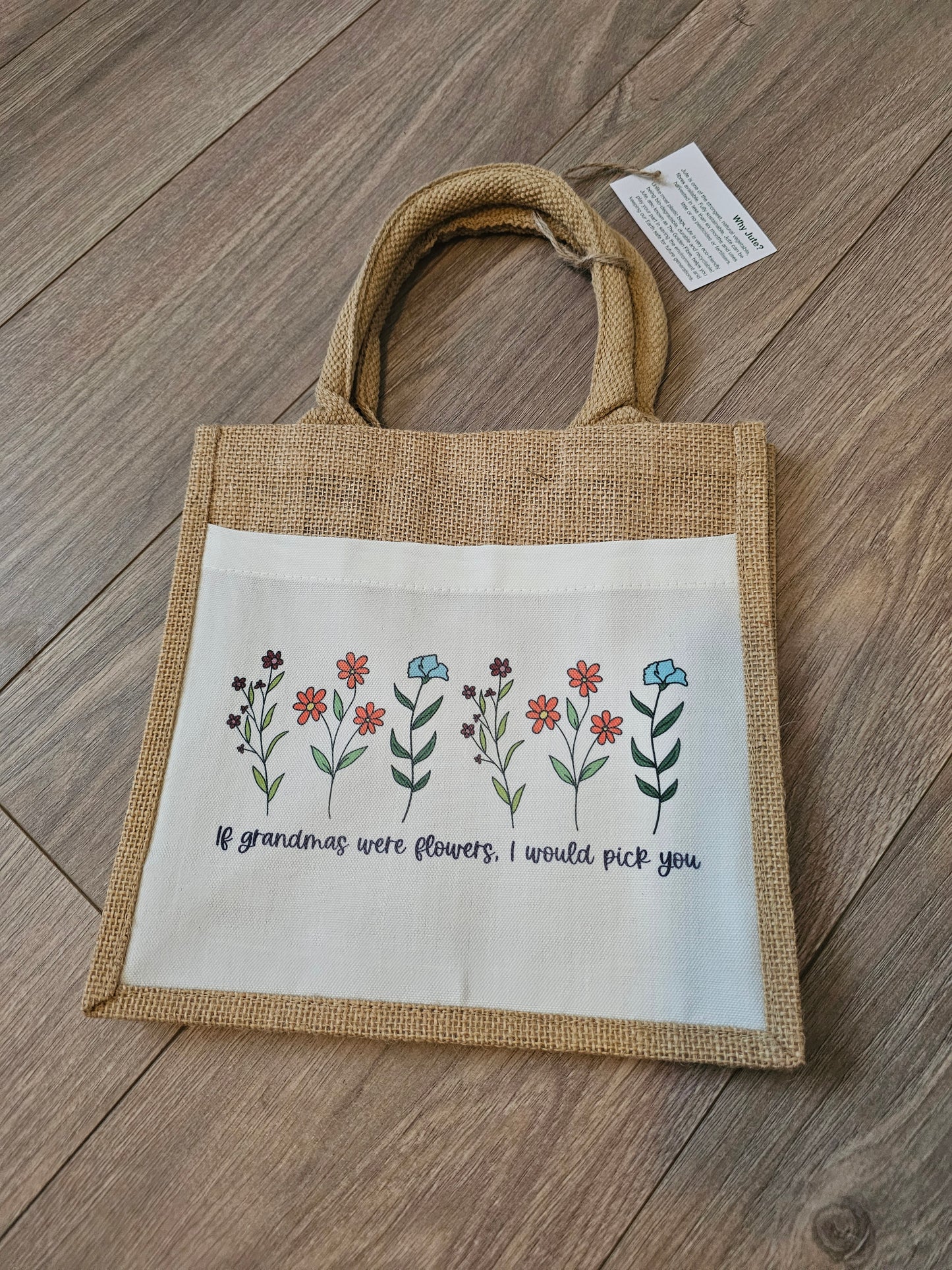 Sale Grandma's Quote Jute Bag, Small