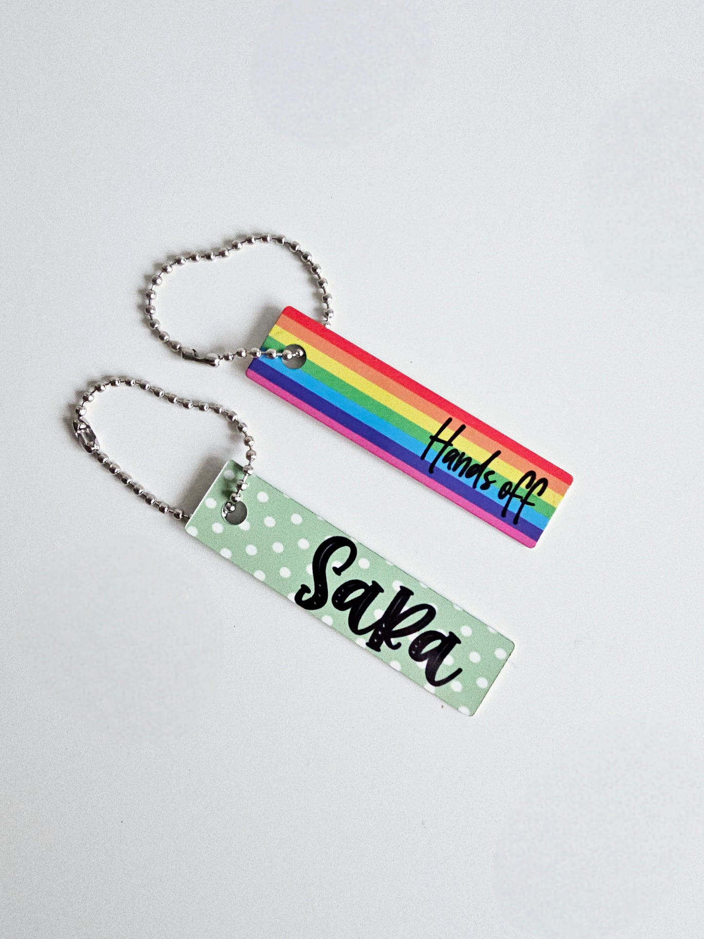 Small Name Tag, Scissors Tag, Bottle Tag, Metal Tag, Hands Off Name Tag, Personalised Tag