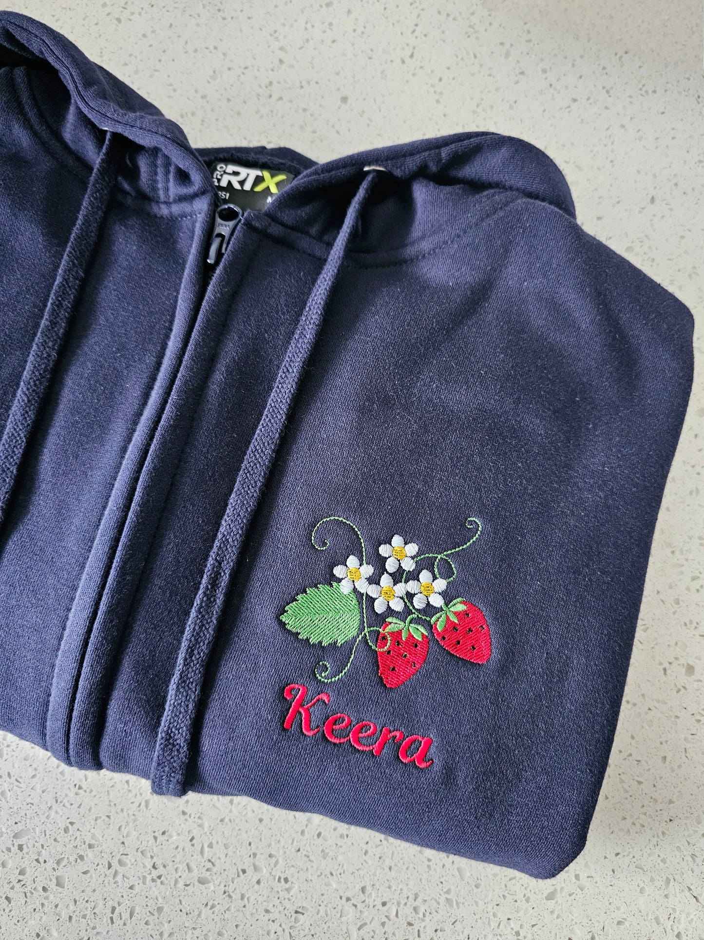 Strawberry Blossom Embroidered Personalised Fleece - Nurse Jacket - Midwife Jacket - Student fleece - Doctor jacket