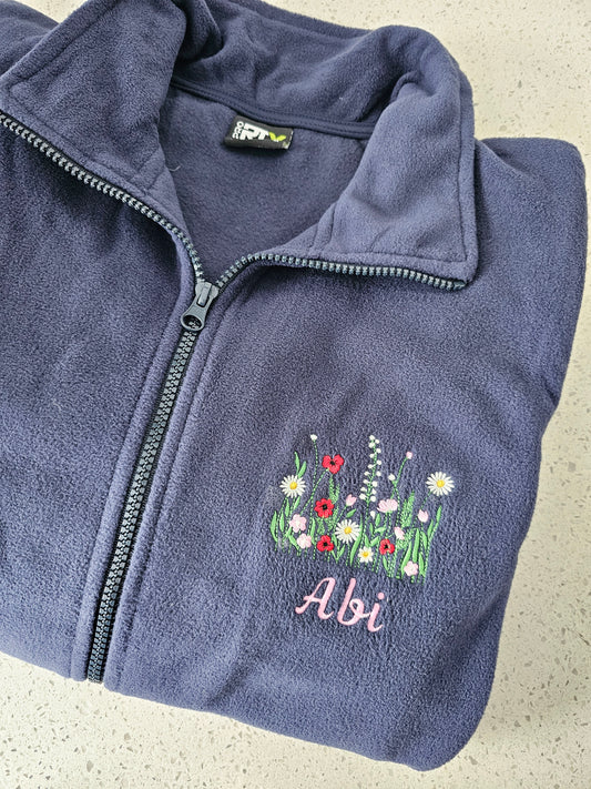 Wild Flower Personalised Fleece - Nurse Jacket - Midwife Jacket - Student fleece