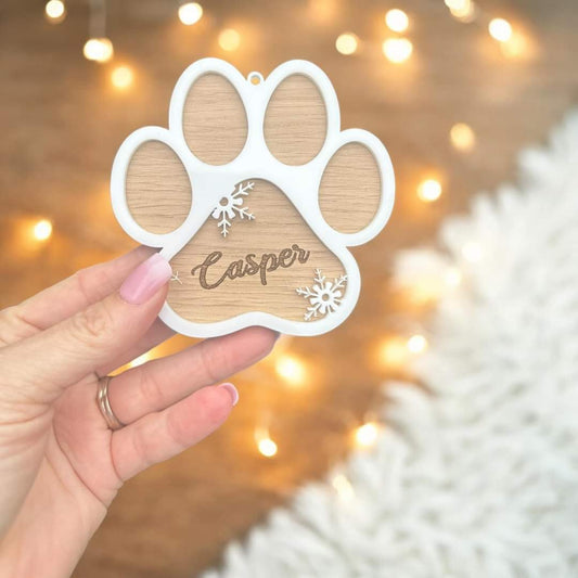 Personalised Paw Print Bauble, Christmas Tree Decoration