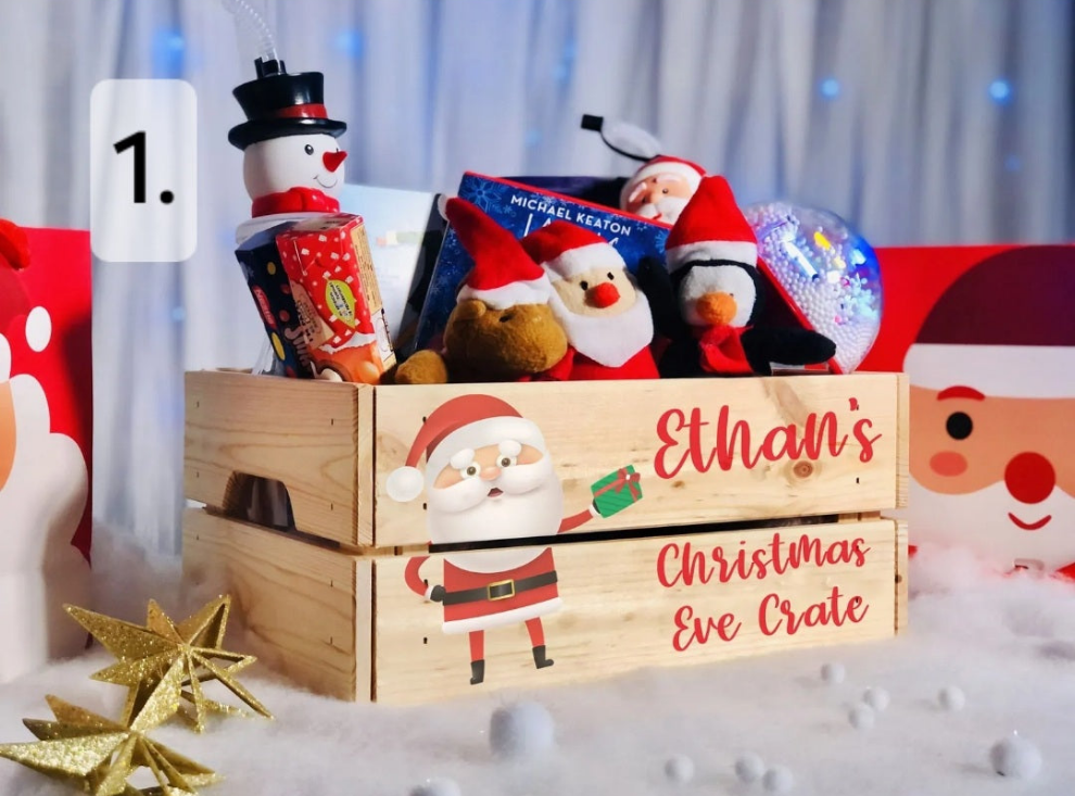 Christmas Crate - Wooden Christmas Crate - Personalised Christmas Eve Crate - UV Printed Crate