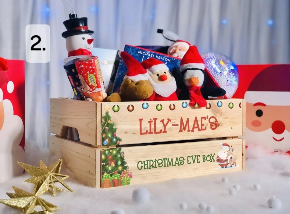 Christmas Crate - Wooden Christmas Crate - Personalised Christmas Eve Crate - UV Printed Crate