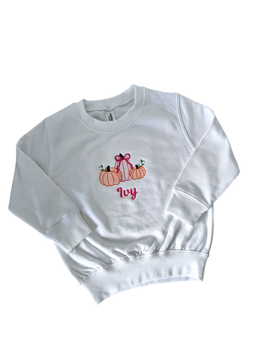 Pumpkin Sweatshirt - Personalised Autumn Jumper for Girls - Girls toddler Sweatshirt Pumpkin