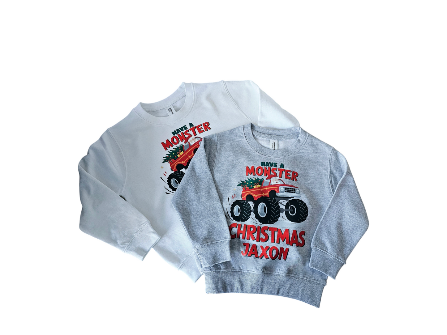 Monster Truck Christmas Jumper Sweatshirt, Kids Santa Monster Truck