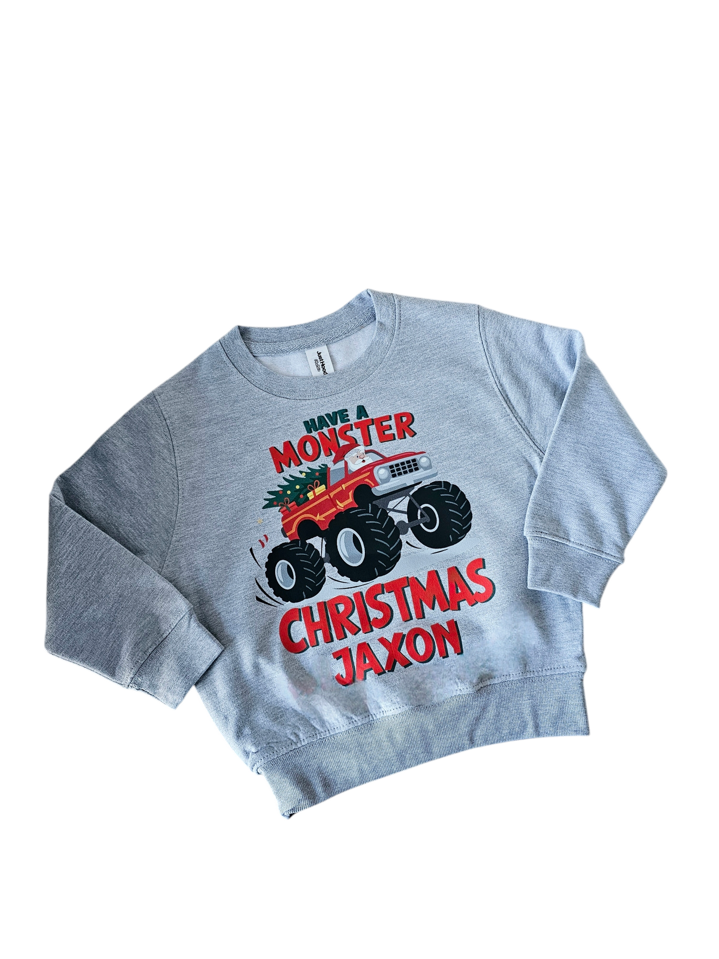 Monster Truck Christmas Jumper Sweatshirt, Kids Santa Monster Truck