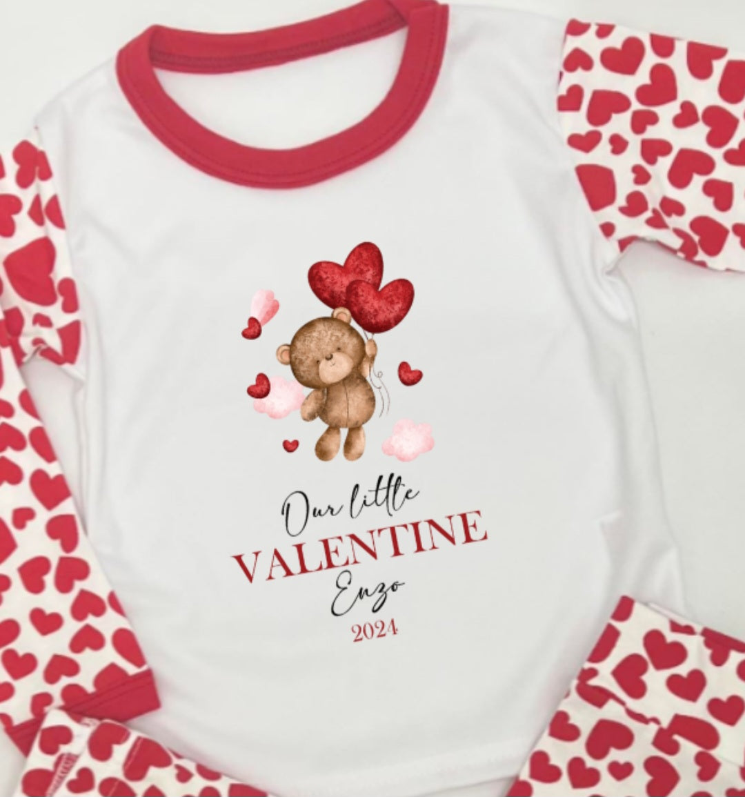 Valentines Day Childrens Personalised Pyjamas, Kids Pjs, Our Little Valentine, My Little Valentine