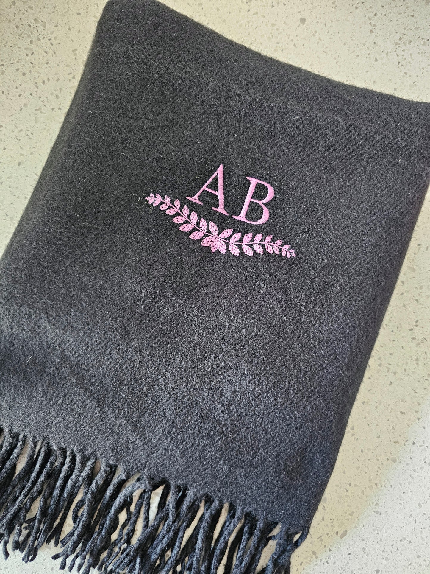 Embroidered scarf - initials or name bespoke scarves gift