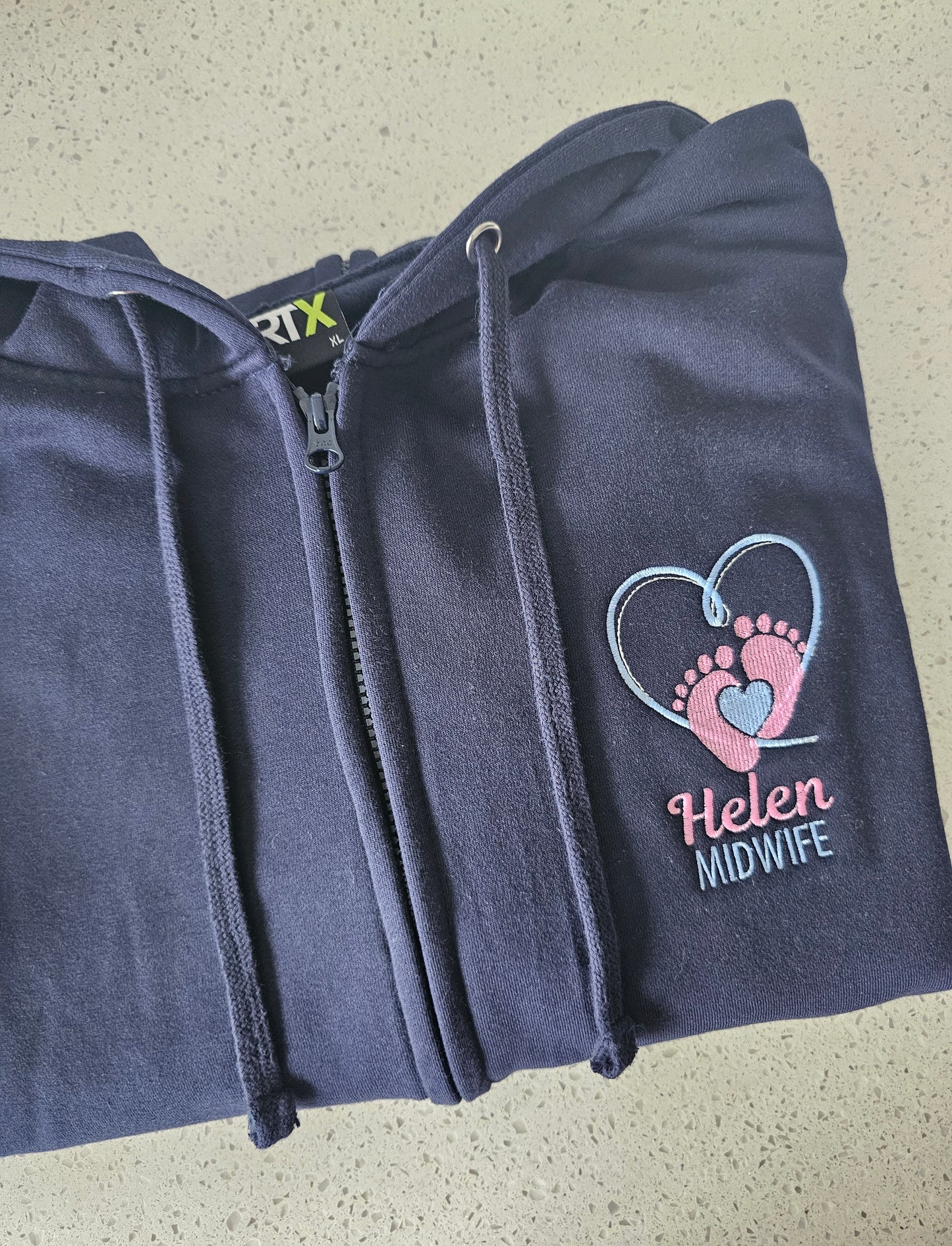 Embroidered Baby Feet Hearts Hoodie - Healthcare - Health Visitor - NICU Design Embroidery