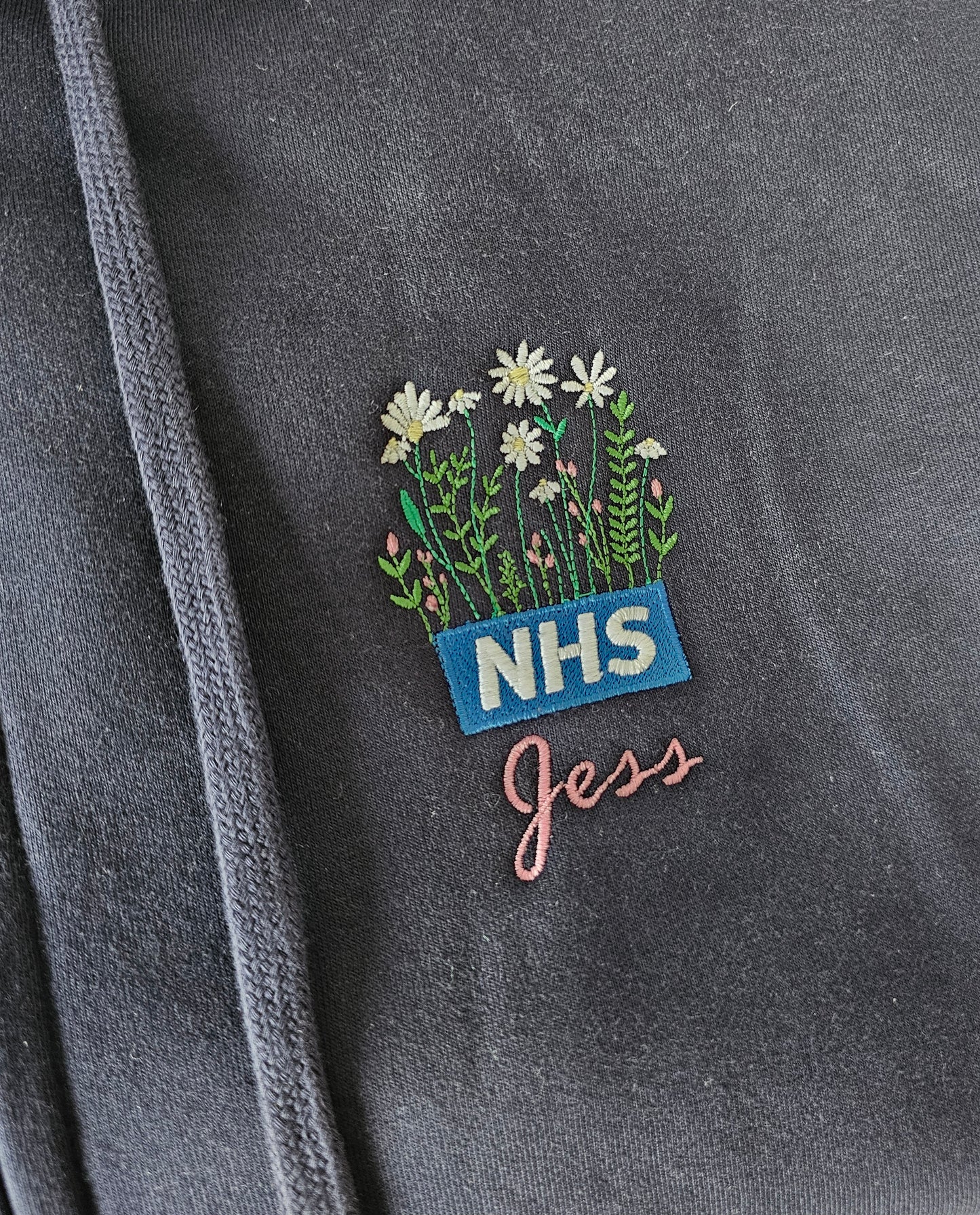 Embroidered NHS Wild Flower Hoodie - Healthcare - Floral Design Embroidery