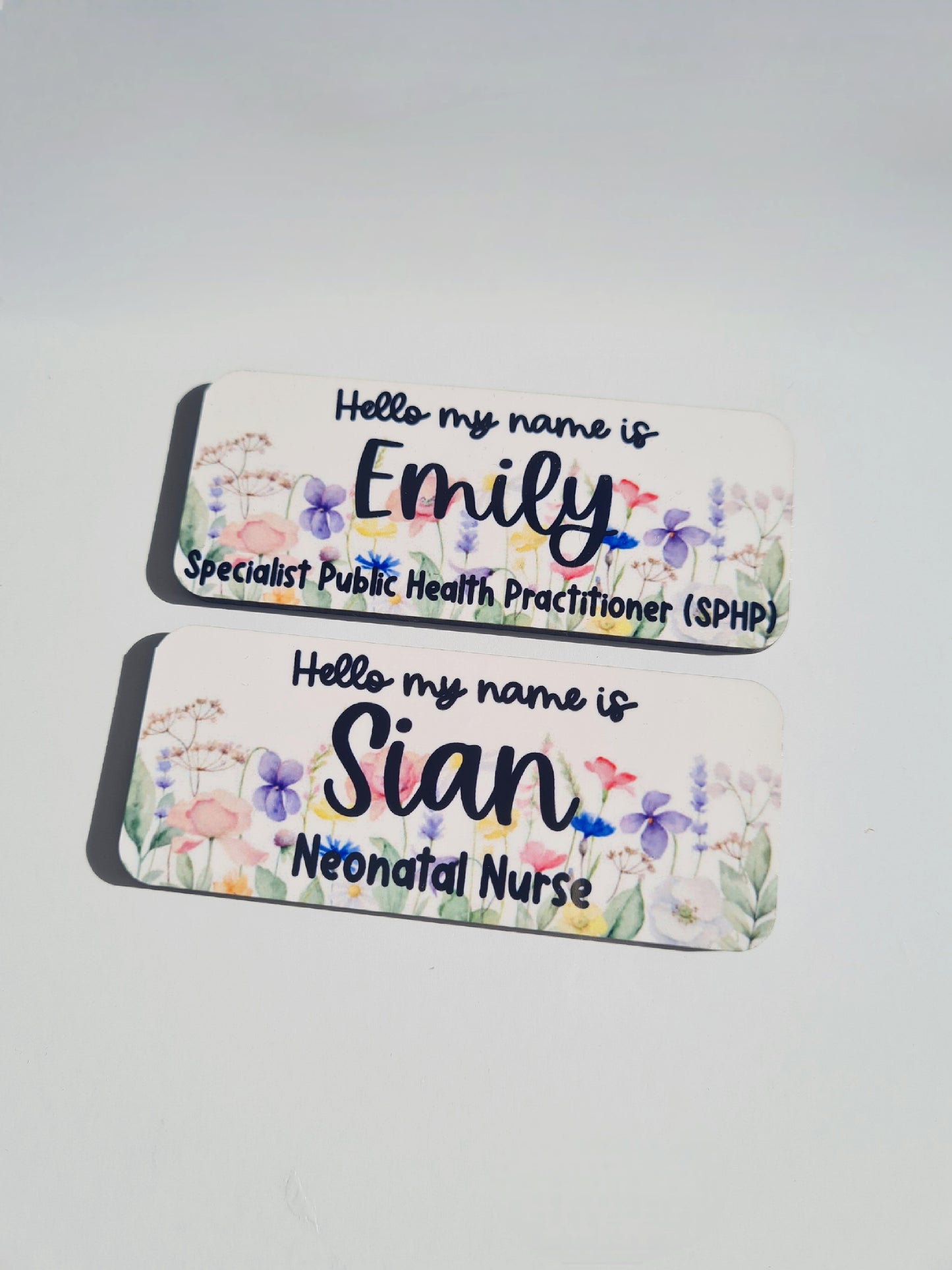 Wild Flower Personalised Name Badge - hello my name is badge, student nurse, student midwife, midwife badge, nurse badge