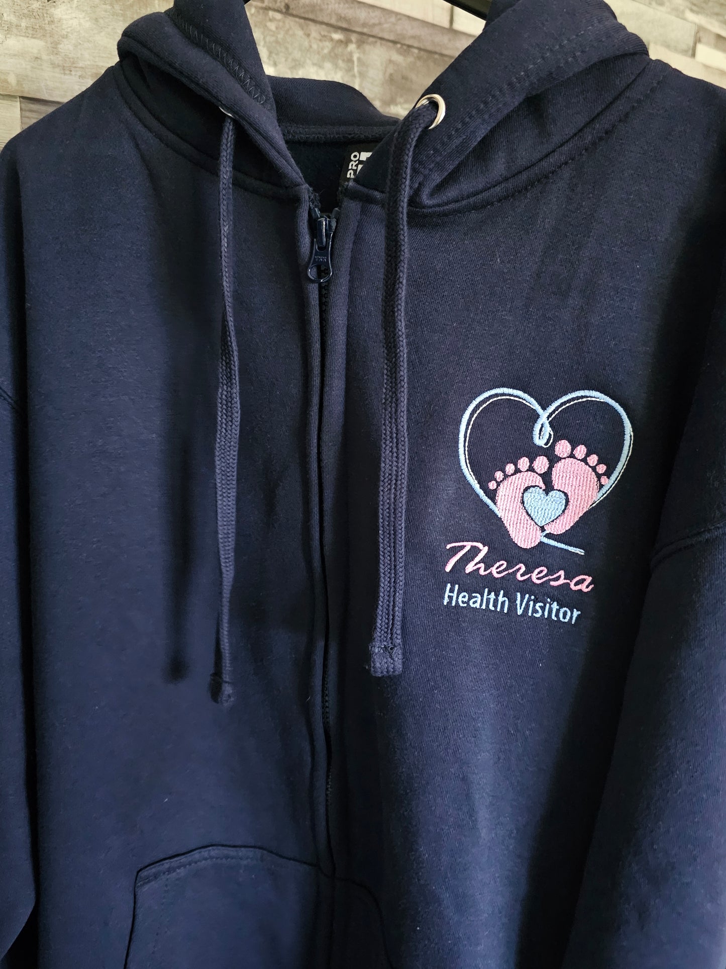 Embroidered NHS Baby Feet Hearts Hoodie - Healthcare - Health Visitor - NICU Design Embroidery