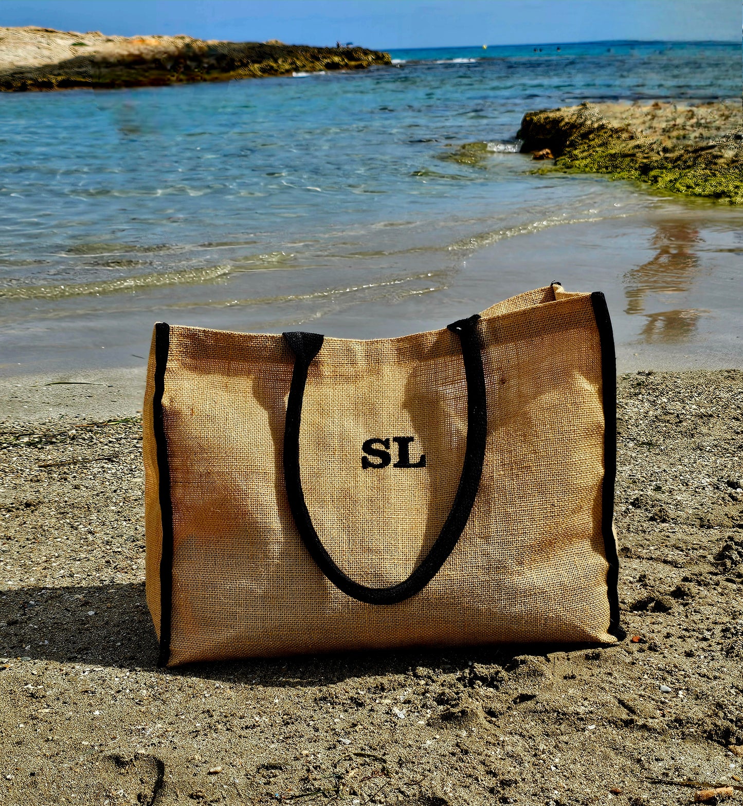 Beach Bag, Embroidered initials design