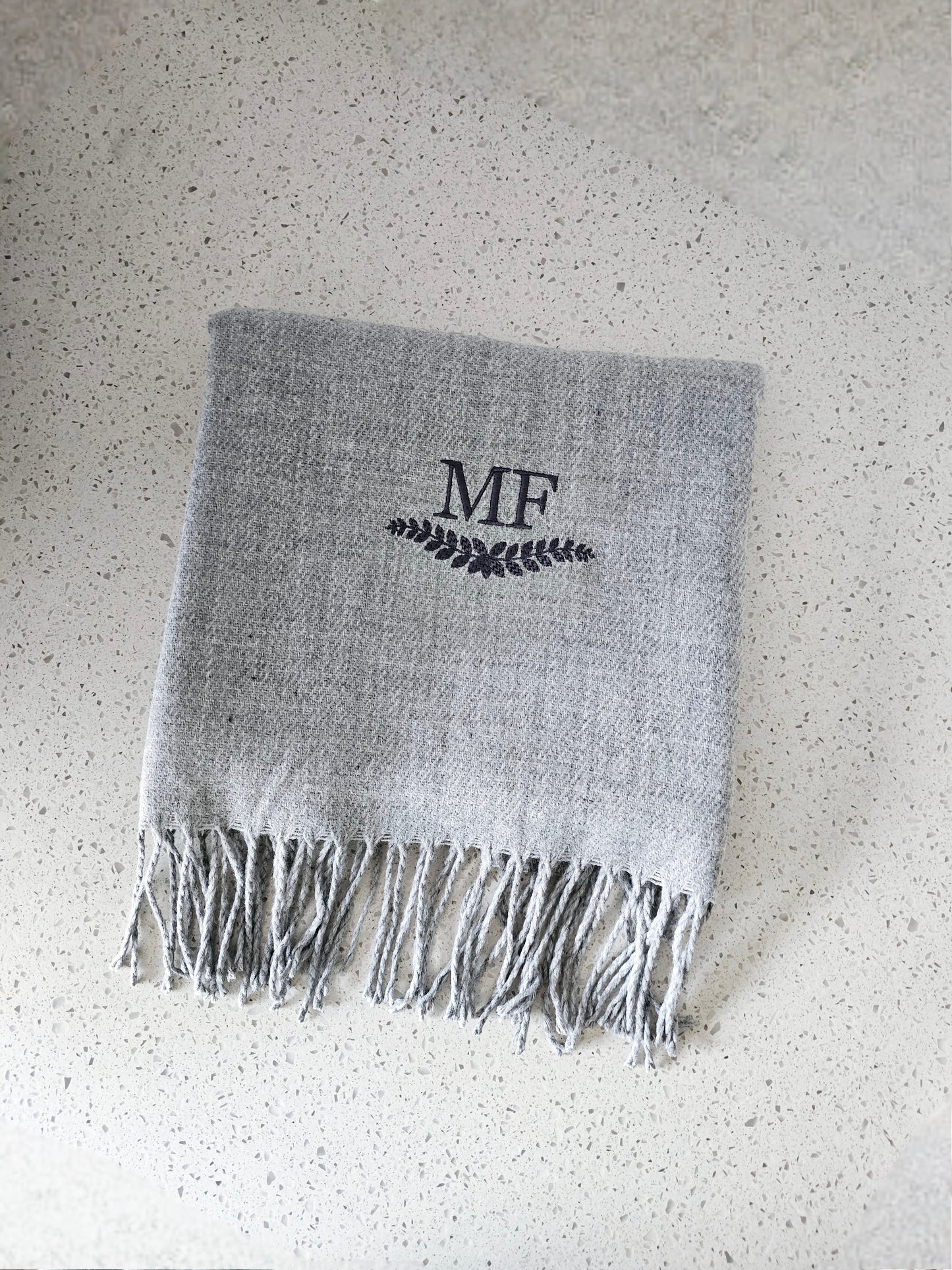 Embroidered scarf - initials or name bespoke scarves gift