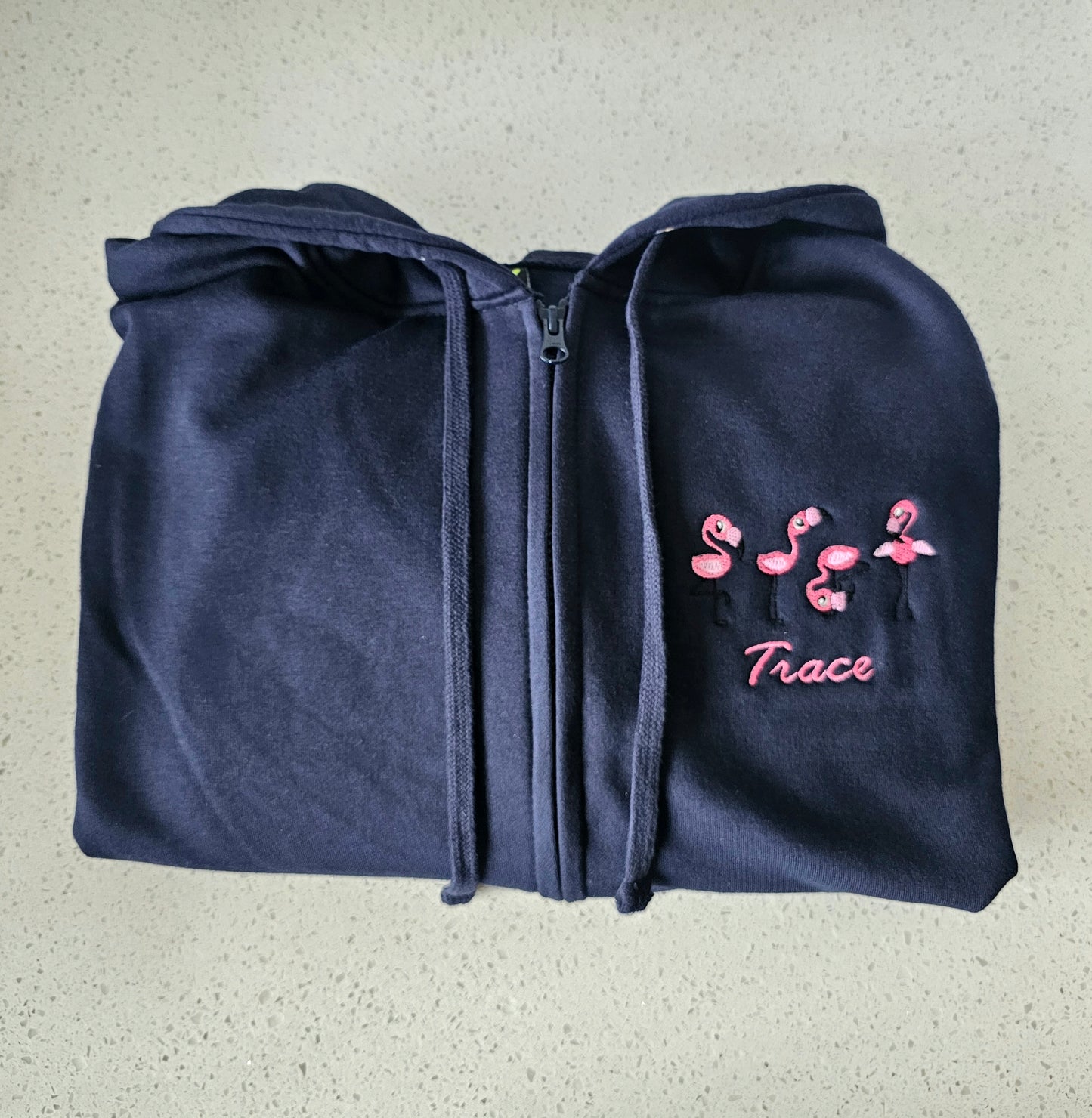 Embroidered Pink Flamingo Hoodie - Healthcare - Health Visitor - Animal Design Embroidery