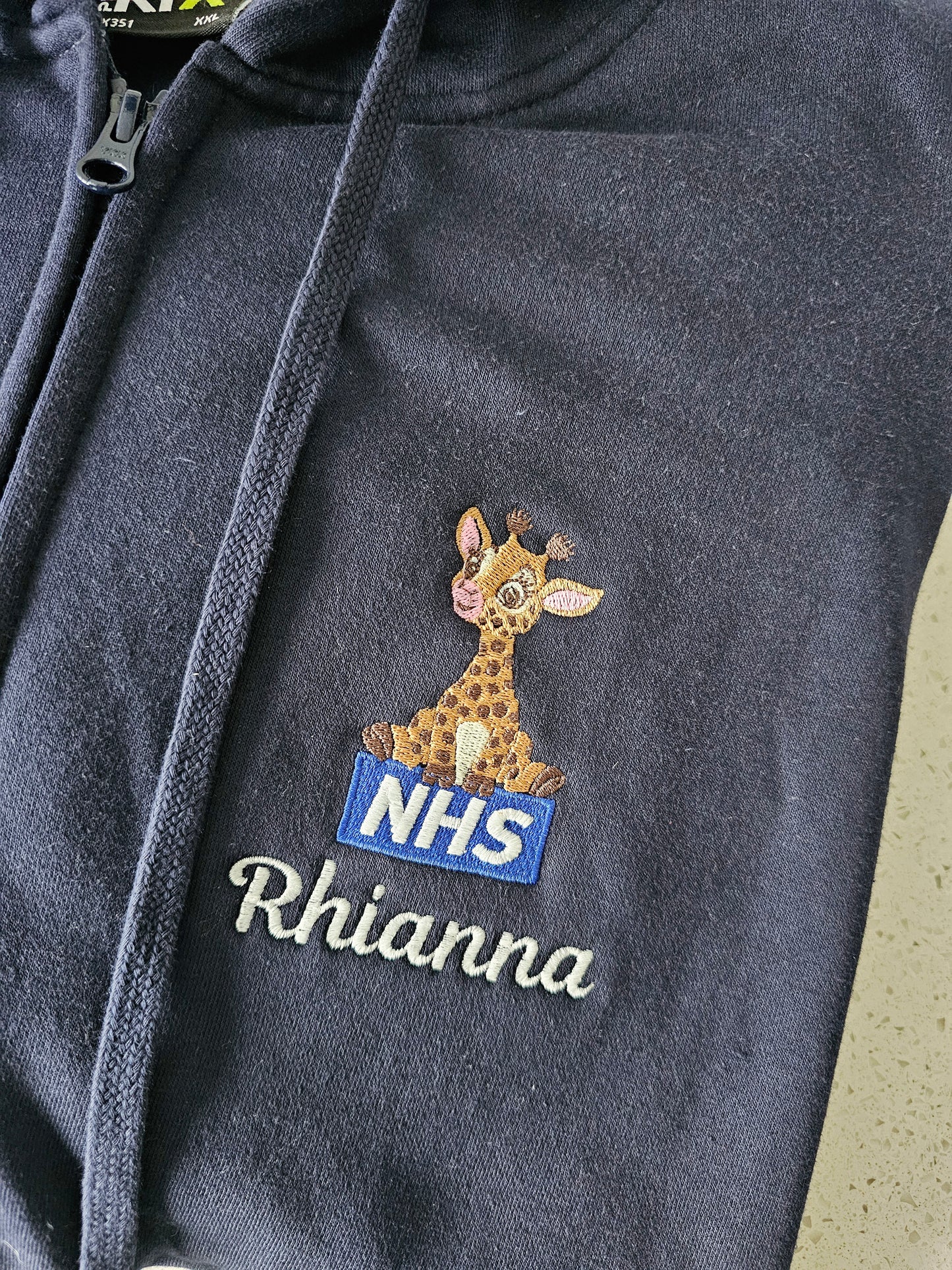 Embroidered Giraffe Hoodie - Healthcare - Animal Design Embroidery