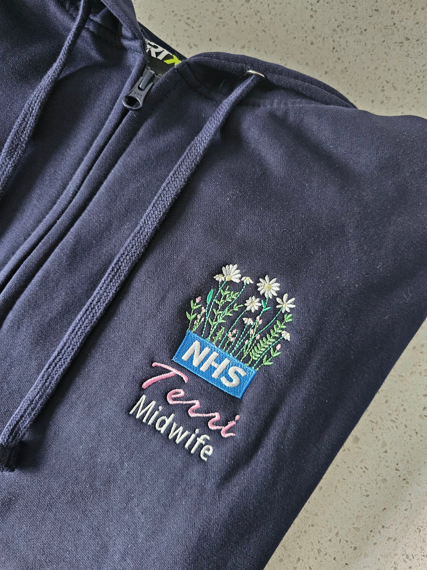 Embroidered NHS Wild Flower Hoodie - Healthcare - Floral Design Embroidery