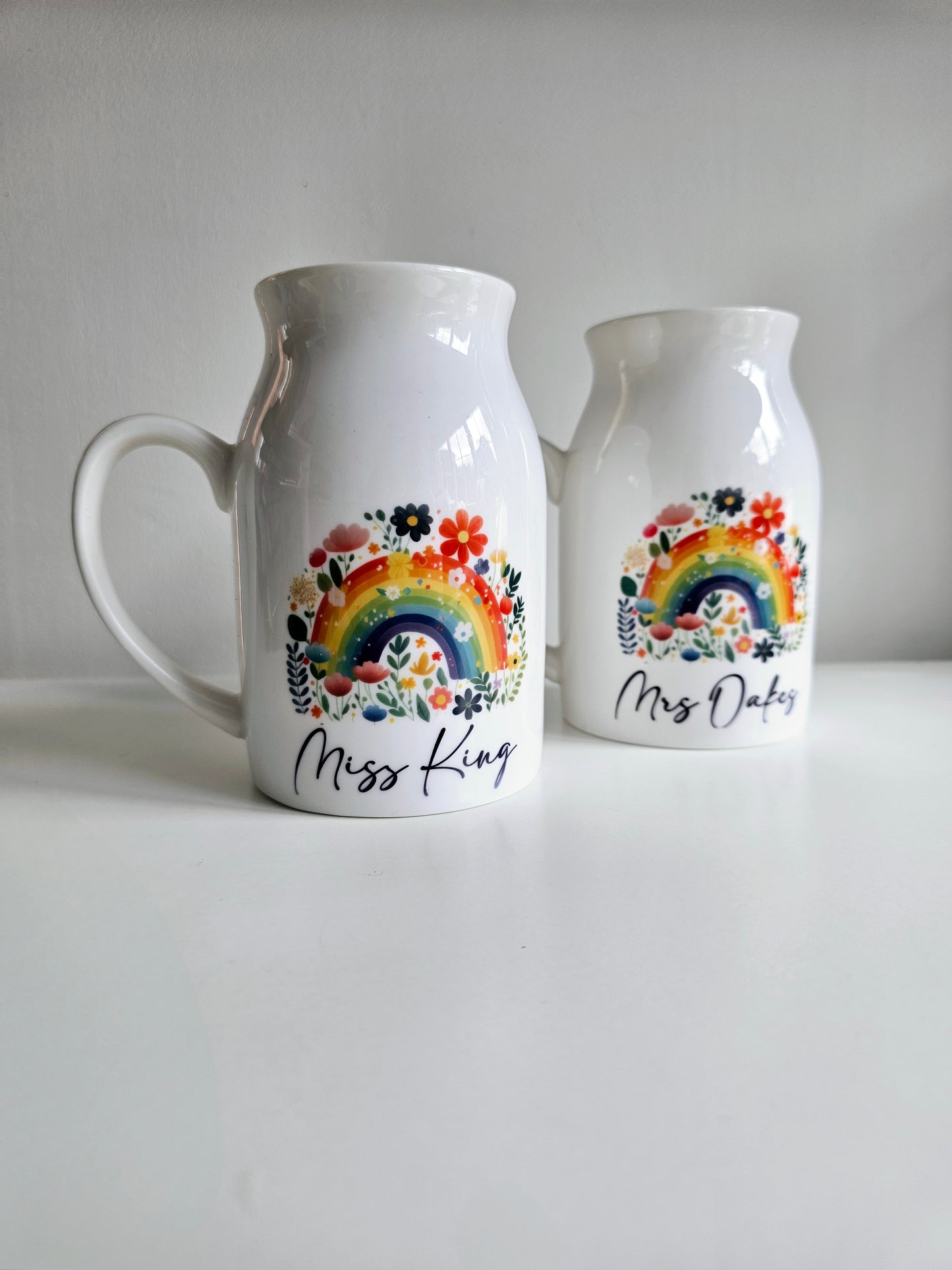 Thank You Teacher Vase, Rainbow Floral Design, Personalised Teacher Gift