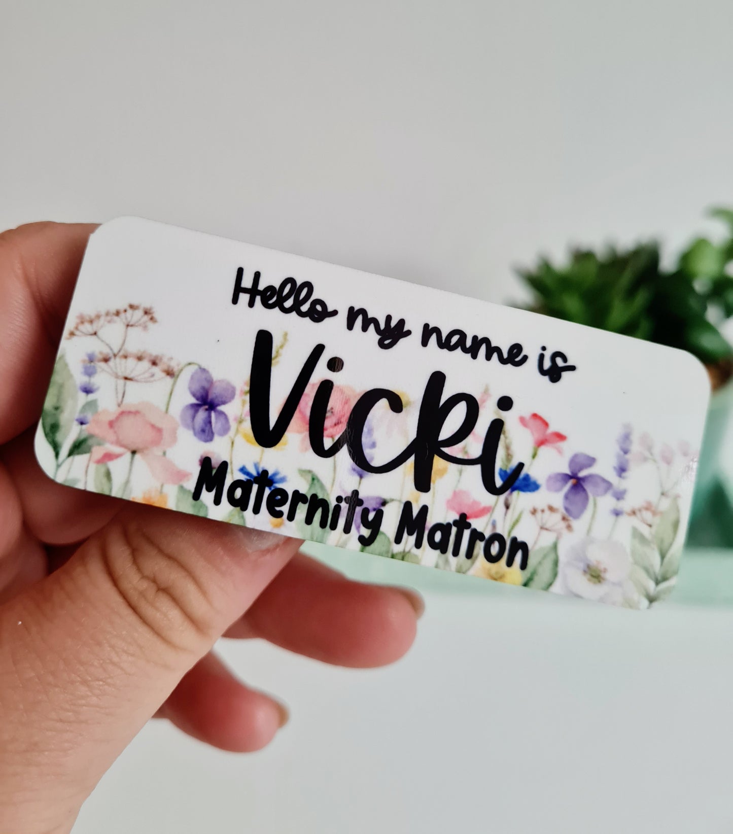 Wild Flower Personalised Name Badge - hello my name is badge, student nurse, student midwife, midwife badge, nurse badge