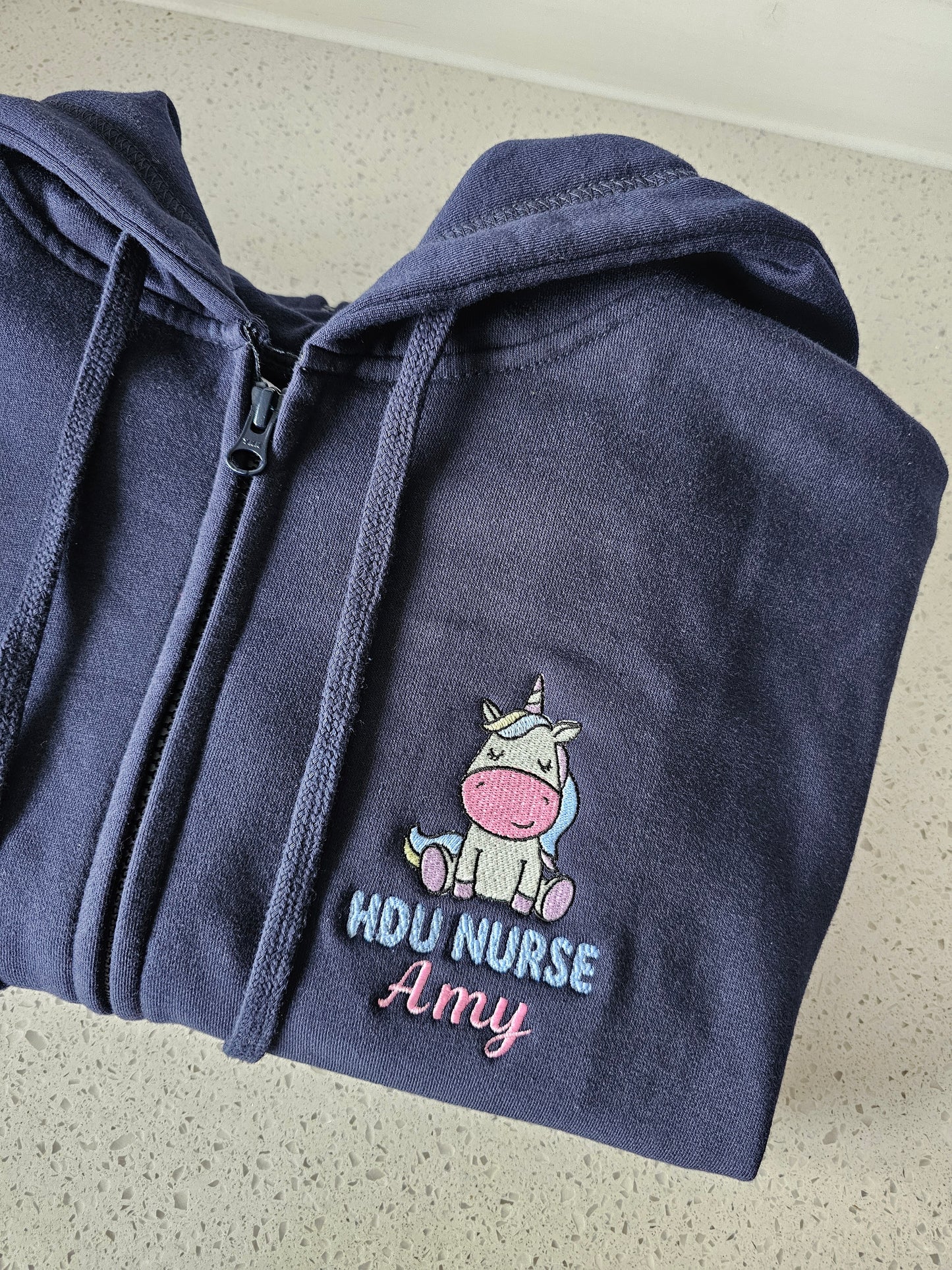 Embroidered Unicorn Hoodie - Healthcare NHS - Animal Design Embroidery