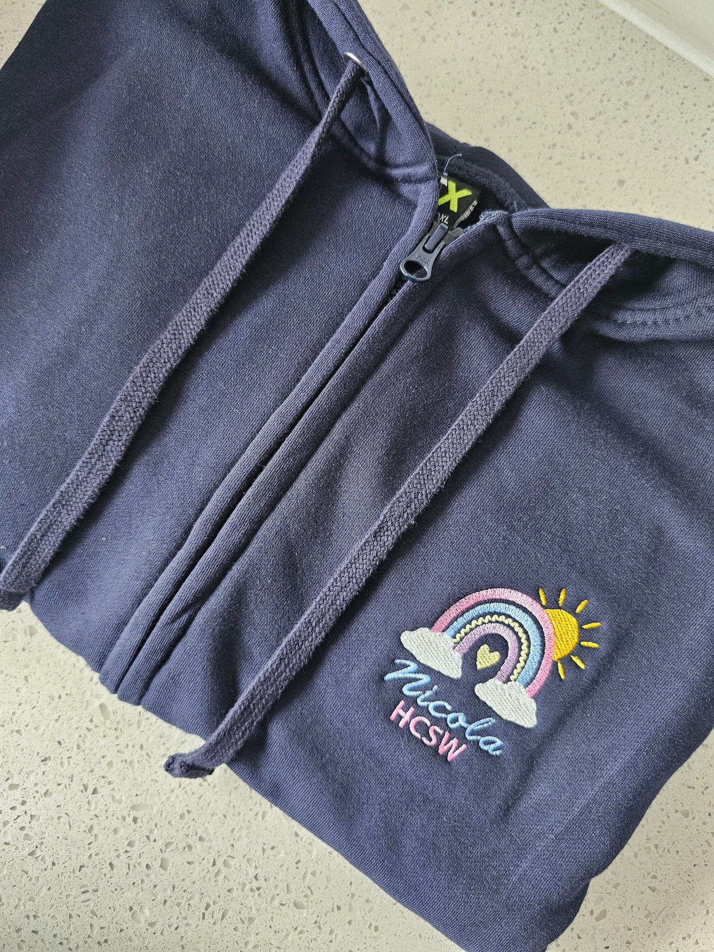 Embroidered Rainbow Hoodie - Healthcare - Health Visitor - NHS Cute Rainbow Design Embroidery