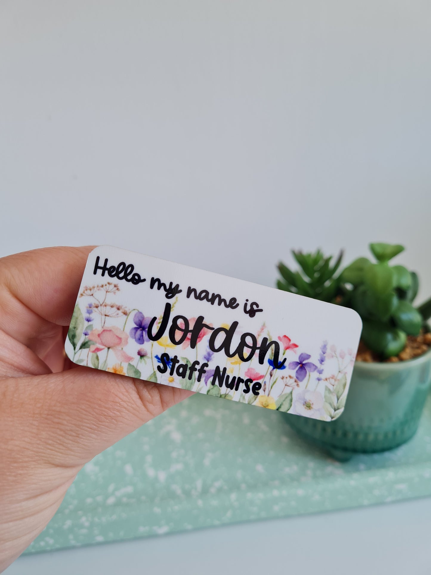 Wild Flower Personalised Name Badge - hello my name is badge, student nurse, student midwife, midwife badge, nurse badge