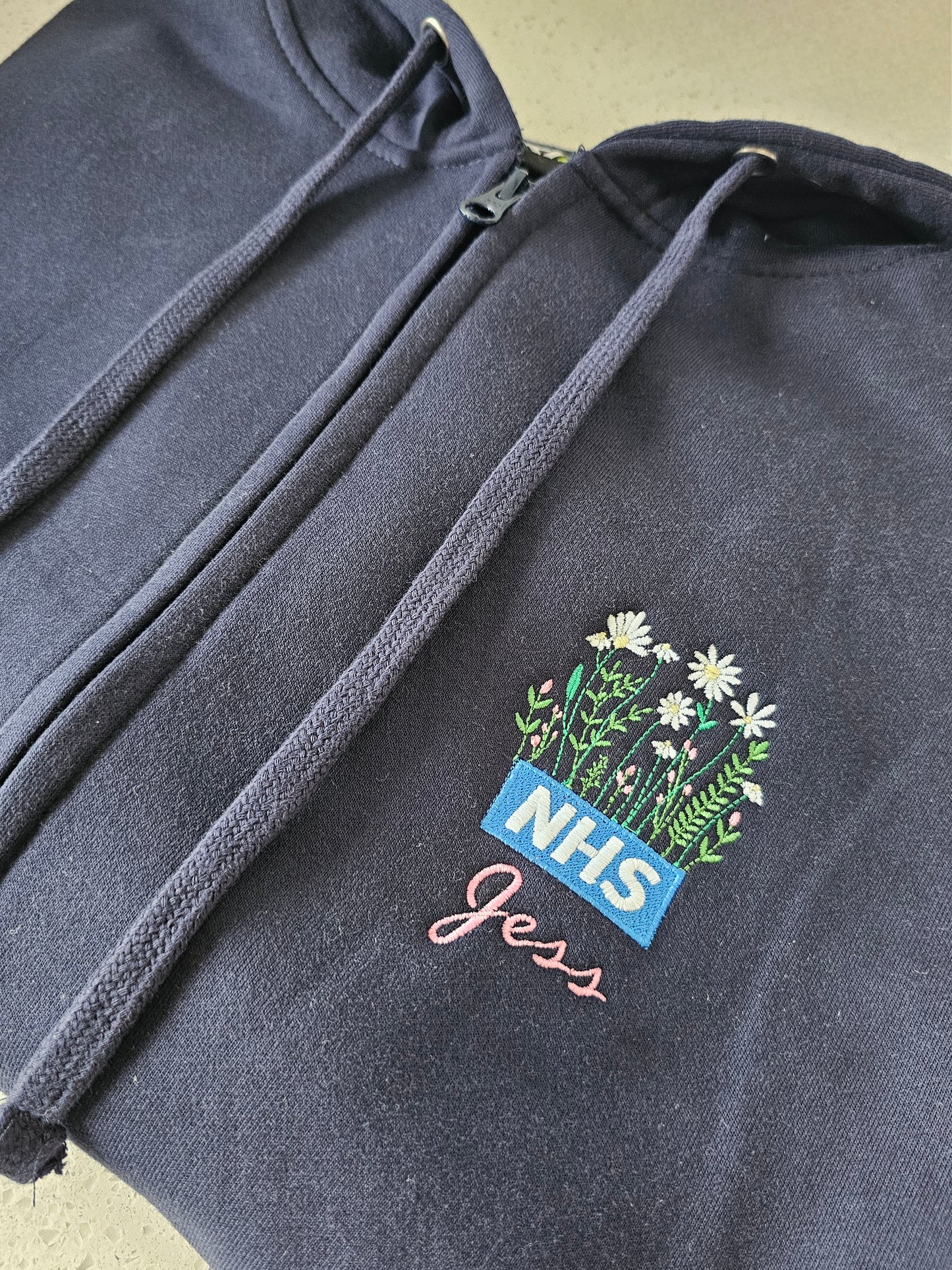 Embroidered NHS Wild Flower Hoodie - Healthcare - Floral Design Embroidery