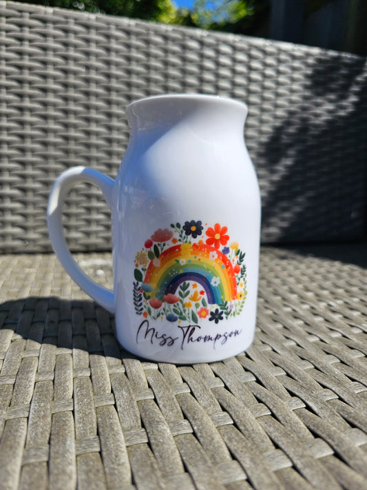 Thank You Teacher Vase, Rainbow Floral Design, Personalised Teacher Gift