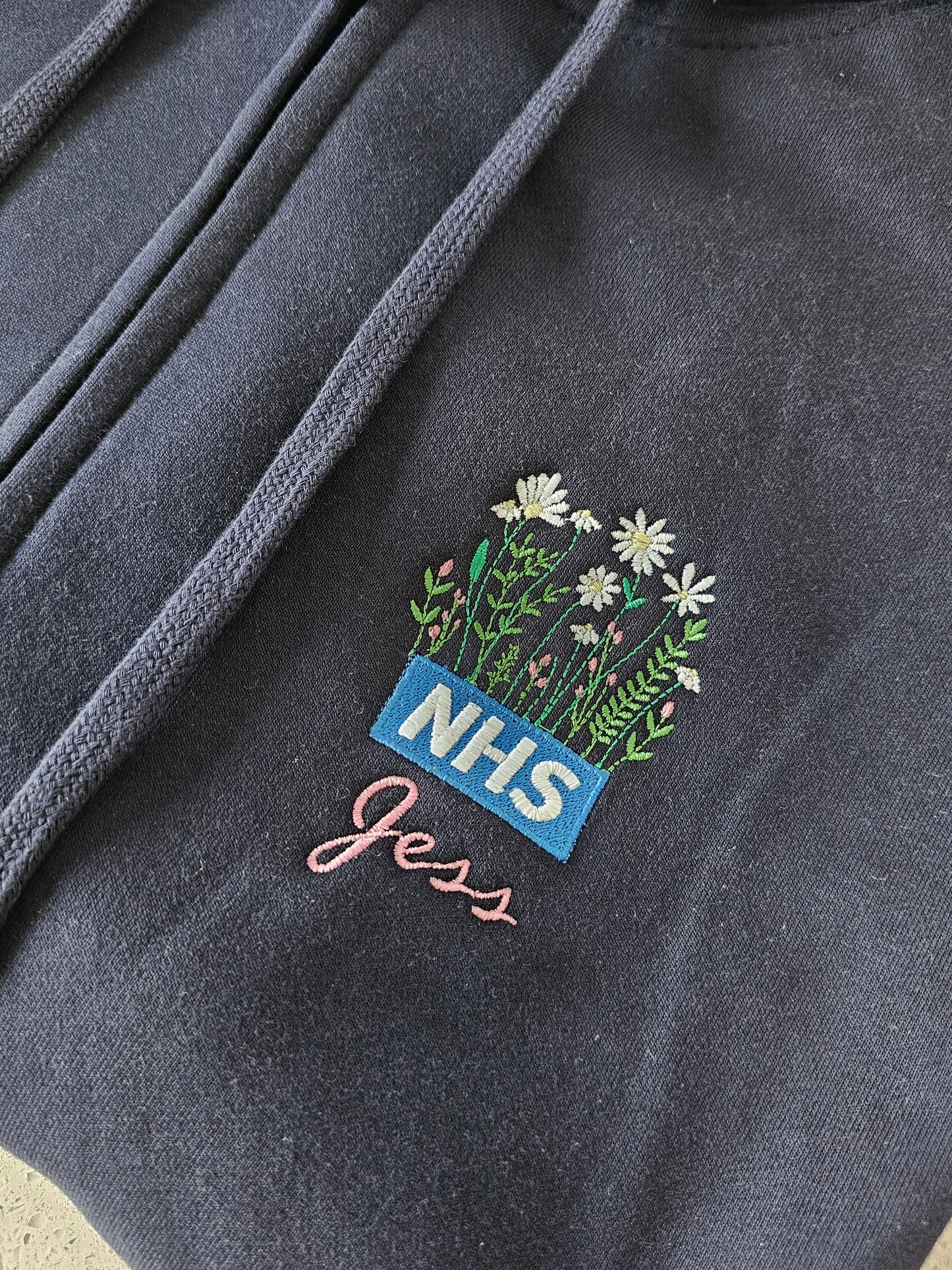 Embroidered NHS Wild Flower Hoodie - Healthcare - Floral Design Embroidery