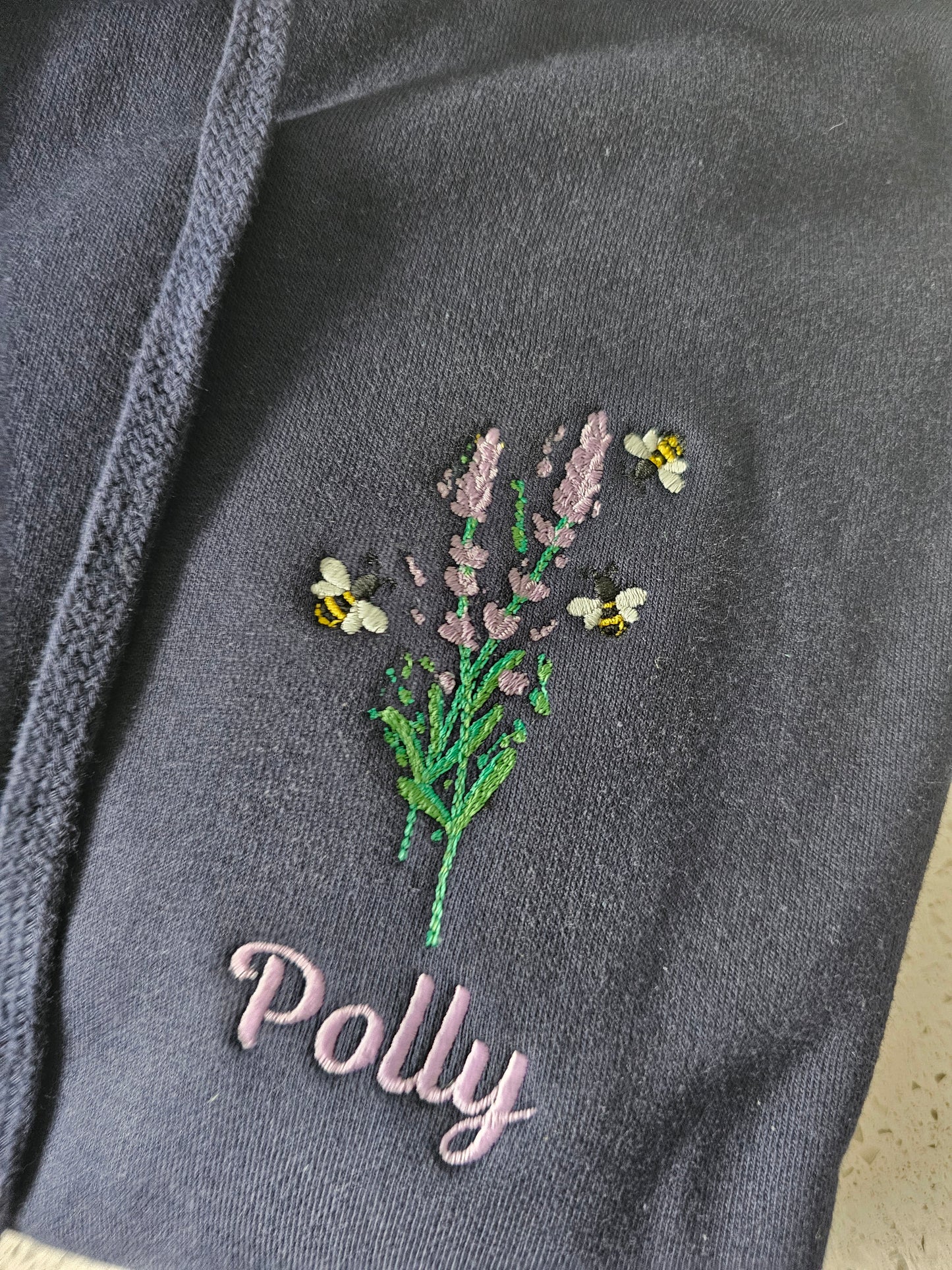 Embroidered Lavender Bumble Bee - Healthcare - Floral Design Embroidery