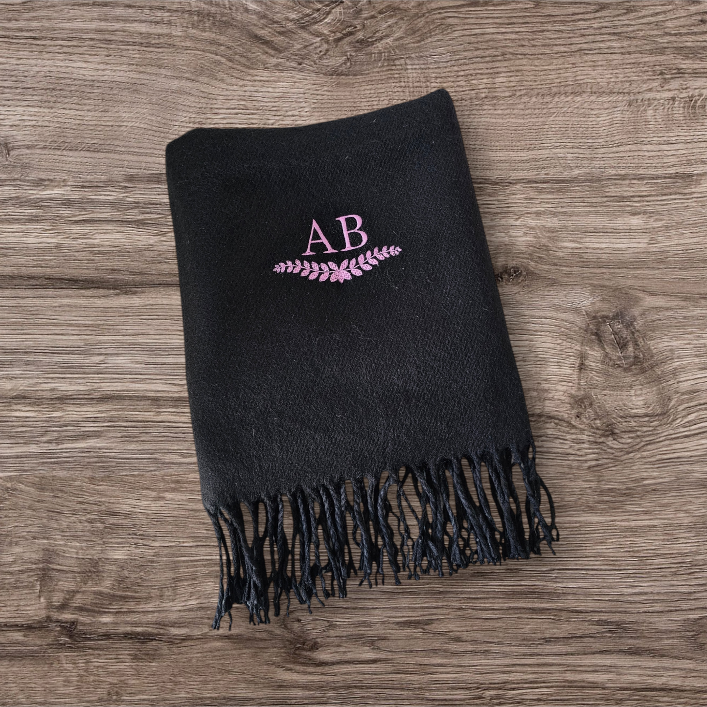 Embroidered scarf - initials or name bespoke scarves gift