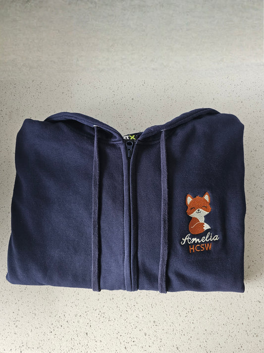 Embroidered Fox Hoodie - Healthcare - Health Visitor - Animal Design Embroidery