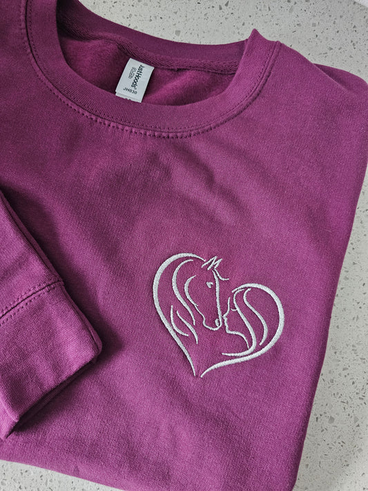 Personalised Equestrian Embroidered Jumper Sweatshirt - Horse Jumper - Sleeve Name